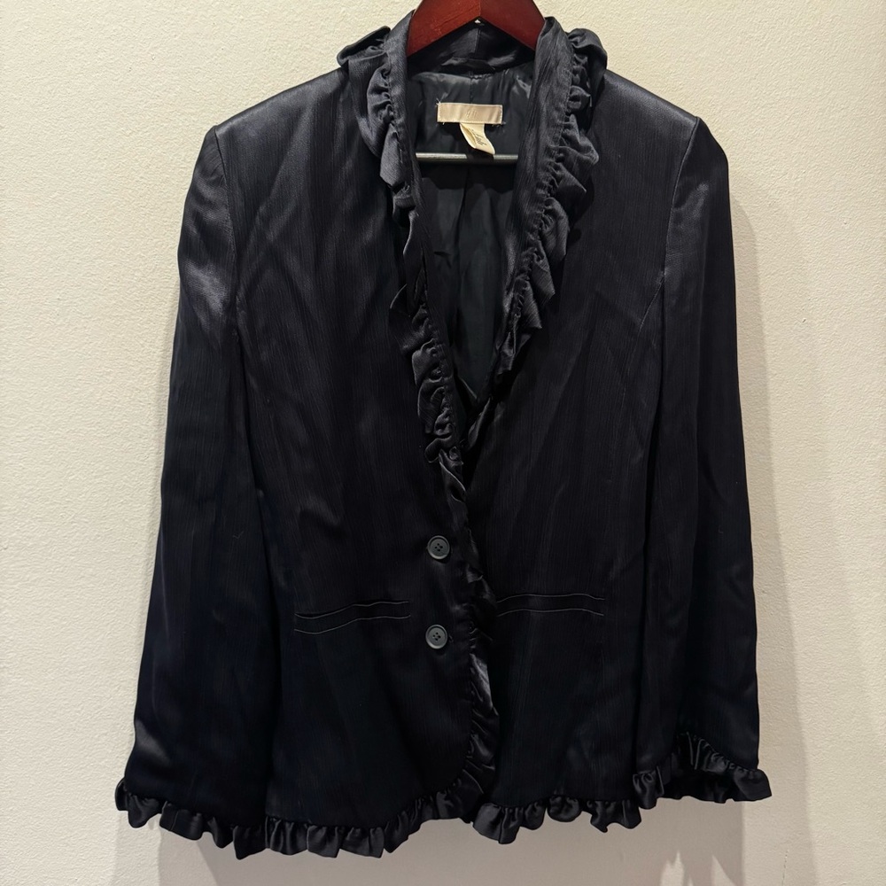 H&M Dark Navy Ruffle-Trim Blazer - Picture 6 of 6